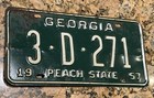 1957 Georgia Low   License Plate Dekalb County 3-d-271 Decatur Stone Mountain Ga