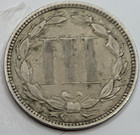 1873 Closed 3 Three Cent Nickel Piece Extra Fine Detail  Free Shipping