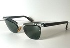 Vintage Bausch   Lomb B l Cat Eye Sunglasses Rhinestone Black 1950s Usa