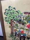 Vtg Finished vogart Crewel Embroidered Greenhouse granny Core Framed Decor 16x13