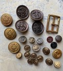 25 Vtg   Antique Coat Of Arms  Military  Navy Marines In Brass celluloid leather