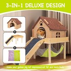 3-in-1 Wooden Guinea Pig Hideout Platform Stairs Small Pet Hammock Shelter