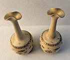 Set Of Japanese Satsuma Meiji Style 9  Floral Design Vases Crazing   Pitting