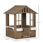 Playhouse For Kids Outdoor With Flowerpot Holders  Doors   Windows   Brown