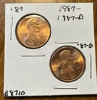1987-p   1987-d Lincoln Memorial Cents Unc From Original Fed Wrapped Rolls  8710
