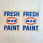 Lot 2 Vintage Mab Fresh Wet Paint Sign Cardstock Paper M a b  Paints 7  X 8 75 