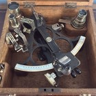 A Fine Quality Wwii Oak Cased Brass Sextant  Henry Huges   Son Ltd  London 1944 