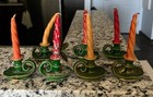 Vtg Gurley 7 Red yellow coral Lantern Candles 5  X 2 25 