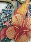 Ashley Kaase Signed Floral Wood Cutout Wall Art Botanical Cottage Hawaii 11x14
