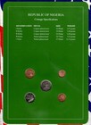 Coin Sets Of All Nations Nigeria W card 1 Naira  50 25 10 1 Kobo 1991 Unc Scarce