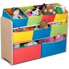 Multi-bin Toy Organizer Storage Bins Kids Room Wood Frame Deluxe Easy Assemble