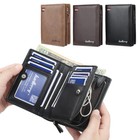 Men Pu Leather Wallet Credit Card Holder Zipper Pocket Purse Bifold Bag Wallet
