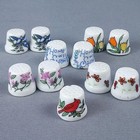 Vintage Ceramic Thimbles  Lot Of 11  Floral Collectible Sewing Notions