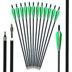 20 Inch Crossbow Bolts Carbon Arrows Target   12x 100 Grain Broadheads  quiver
