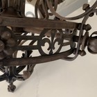 Antique Wrought Cast Iron Art Mediterranean French Gothic Chandelier Flowers