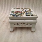 Chinese Old Porcelain Pastel Peach Flower And Bird Pattern Small Square Table