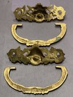 Pair Of Antique Brass Lion Gargoyle Griffin Drawer Pulls