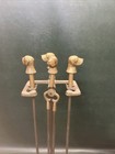 Vintage 4 Piece Brass  Labrador Dog Head  Fire Place Tools Set