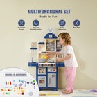 Kitchen Playset Kids Pretend Cooking Play Toy 48 Piece Accessories Blue