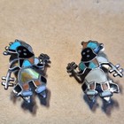 Native American Sterling Silver Multicolor Inlay Kachina Clip-on Earrings