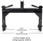 3 Point Quick Hitch Adaption To Category 1 Tractors 3000 Lb Lifting Capacity