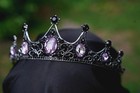 Purple Crystal Tiara Bridal Goth Black Crown Birthday Wedding Gift Diadem