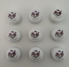 Set Of 9 Vintage Porcelain Botanical Floral Knobs Pulls 1 5   