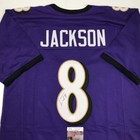 Autographed signed Lamar Jackson Baltimore Purple Football Jersey Jsa Coa Auto