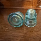 Lot Of 2 Aqua Blue Embossed Glass Insulators - Aqua Blue Glass Insulators