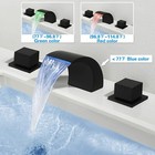 Matte Black Led Bathroom Sink Faucet 3 Hole Widespread 2 Handle Vanity Mixer Tap