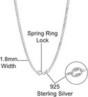 925 Sterling Silver 1 8 Mm Solid Curb Cuban Link Chain Necklace For Men   Women