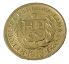 Peru 1913 Gold Libra  pound  Au Cleaned Polished