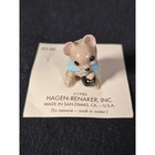 Vintage 1986 Hagen-renaker Miniature Mouse In Blue Coat With Kettle Figurine