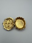 Vintage Ornate Gold-tone Hinged Pill Box With Multi-color Rhinestones