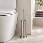 Nickel Toilet Brush And Holder Set   extra Long Handled Toilet Bowl Brush And Hold