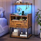 Nightstand With Drawer led Night Stand For Bedroom bedside Table With Shelf