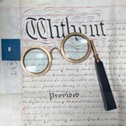 Hand Held Magnifying Eyeglasses Lorgnettes Solid Brass Frame Antique Style