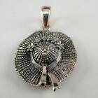 Vintage New Necklace Pendant Summer Ladies Hat Brown County Silver Jewelry Nice 