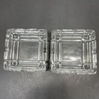 Clear Glass Ashtrays Stackable 4  X 4  Four Slots Set Of 2 Vintage Mcm Square