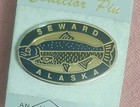 Vintage Seward Alaska Salmon Travel Souvenir Lapel Pin