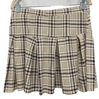 Rue21 Pleated Plaid Mini Skirt Sz L Brown Tan Made In Usa Academia Preppy Skater