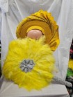 Elegant Yellow African Bridal Feather Hand Fan