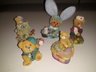 Teddies Teddy Bear Bears Mini 3  Figures Ceramic Resin Lot Of 5 Vintage 