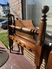 Pair Colonial Revival Twin Beds Cannonball Finials Solid Wood Vintage