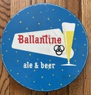 Vintage 60   s Iconic Ballantine s Ale   Beer Double Sided Blue Metal Serving Tray