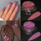 Reflective Glitter Powder Set  8 Colors Sparkle  Nail Glitter Dust  Silver Pink