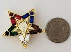 Oes - 1 5  Brilliant Color Jeweled Lapel Pin broach - Gold Tone Eastern Star 