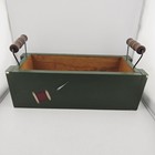 Vtg Wooden Sewing Box Caddy Green Hand Painted Quilt Signed Farmhouse 12 
