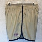 Vtg 80s Catalina Sz 38 Beige Blue Piping Stripe Swim Trunk Surf Board Shorts Men