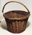 Vintage Handled Wicker Basket  11 Inches Wide